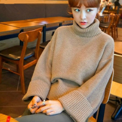 Fall / winter 2020 new high neck T-shirt short high waist retro style Pullover women's loose oversized sweater
