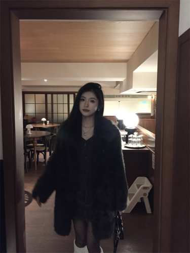 Temperament atmosphere dyed lapel eco-friendly warm loose fur coat