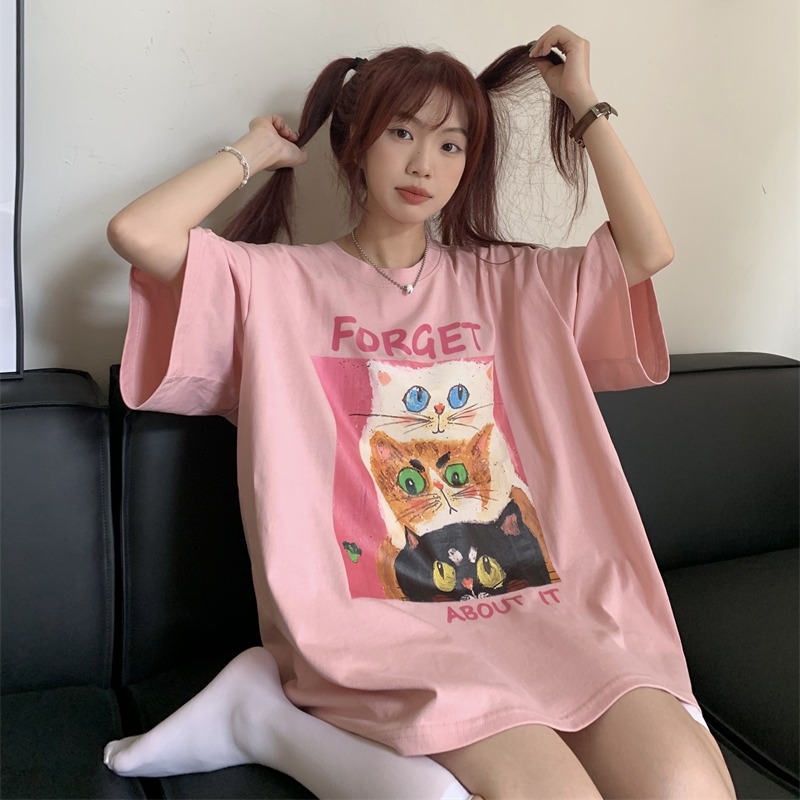 Official Image/Combed Pure Cotton Back Wrap Neck with Stitched Edges S-XXXL Summer Short Sleeve T-shirt for Women