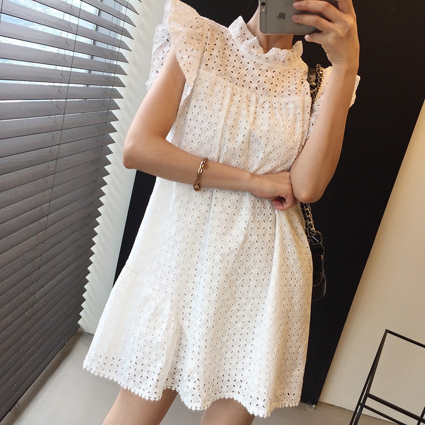 Summer stand collar cut loose fly sleeve dress