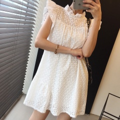 Summer stand collar cut loose fly sleeve dress