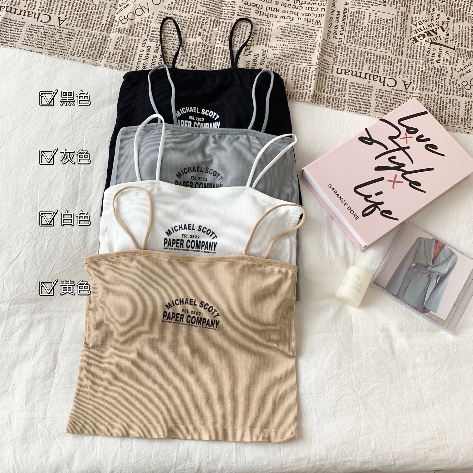 Real shooting, real price, summer Korean version, wearing ice silk back sports short suspender vest, women's bottomed shirt