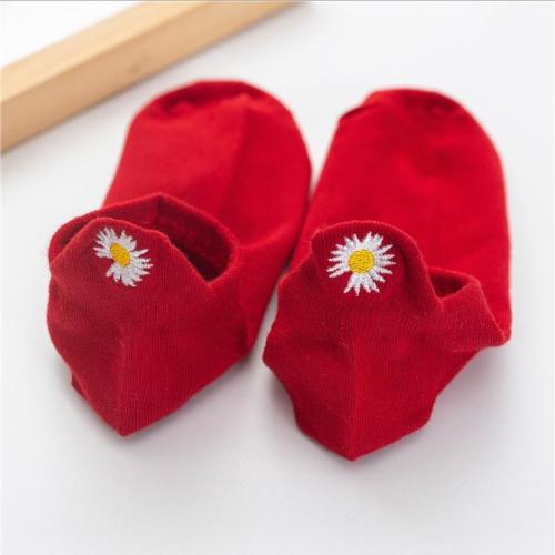 20 new Daisy socks children's shallow ins fashion heel chrysanthemum embroidery cotton socks spring and summer women's invisible ship socks