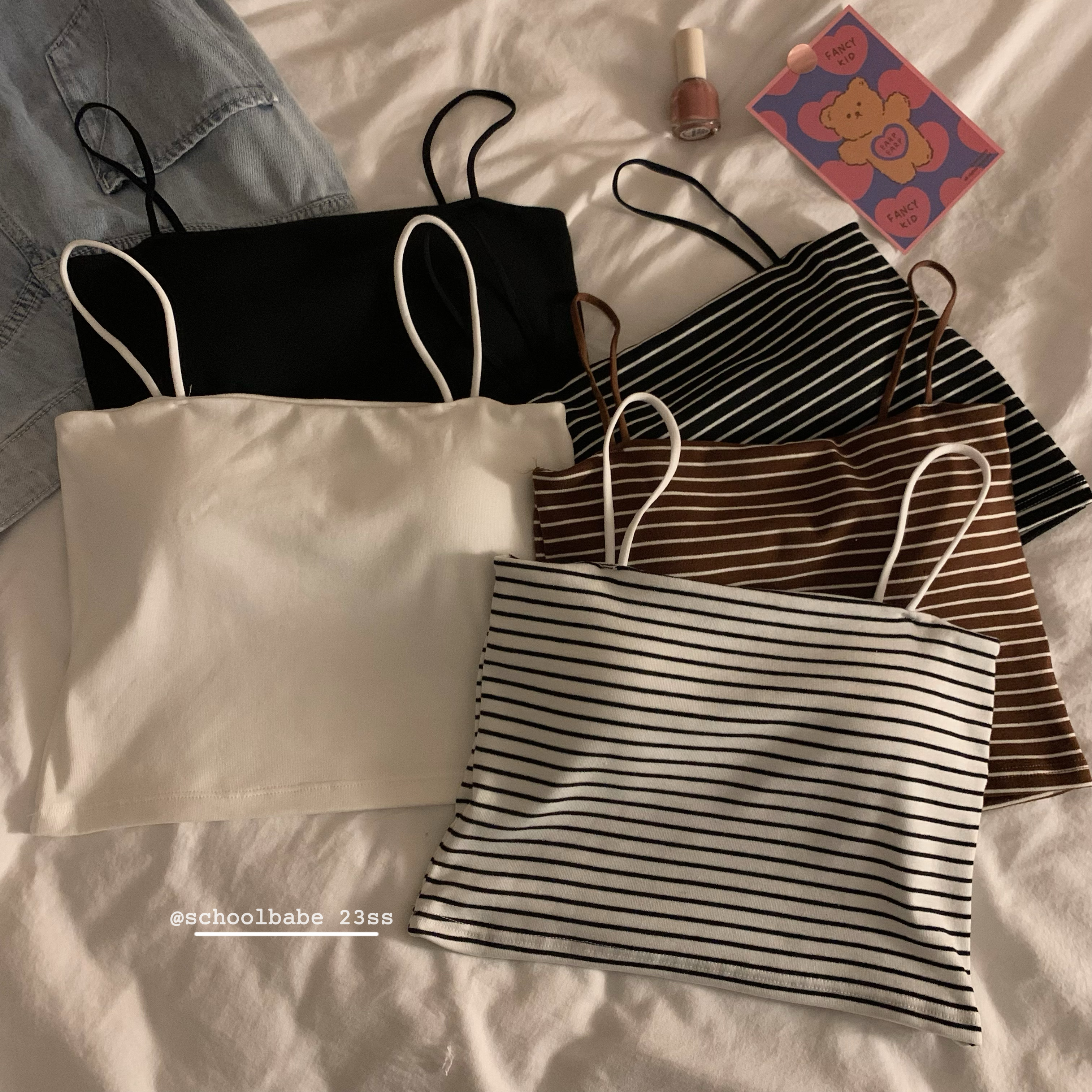 Real price real shot spring and summer pure cotton striped inner strap chest pad camisole tube top all-match ins outerwear top women