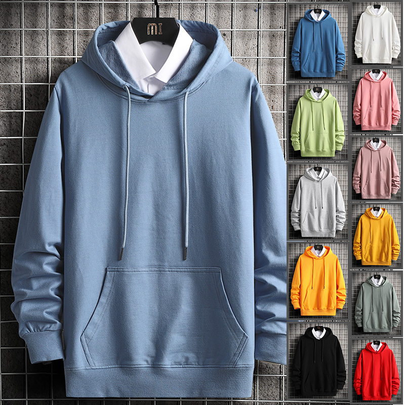 Autumn net red crew neck loose oversized hooded couple's solid Pullover Sweater for men and women