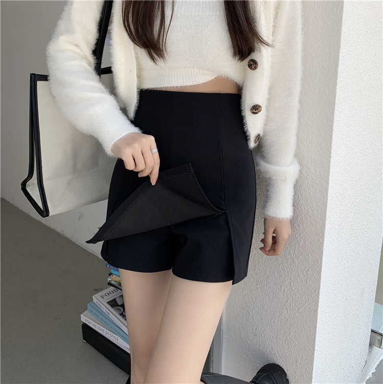 Real shooting real price autumn and winter new skirt women's high waist slit bag hip hakama