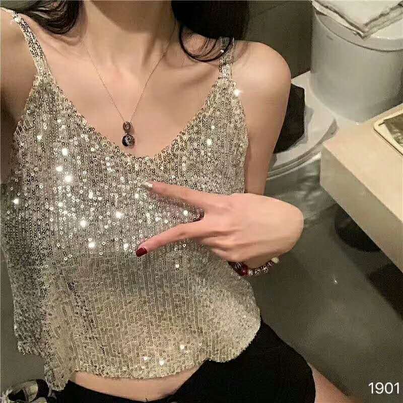 Spring and summer new glittering vest for women