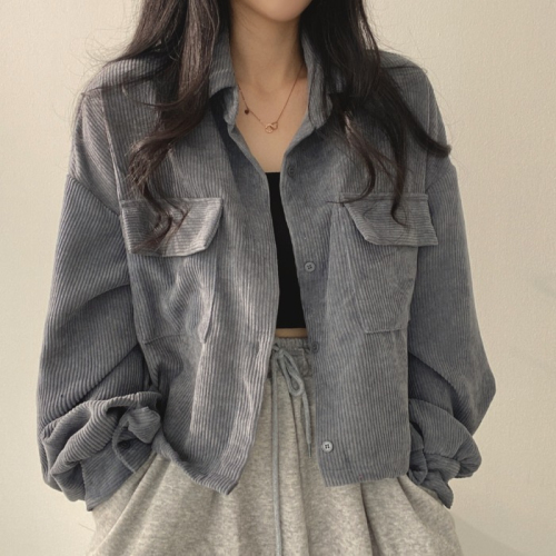 Short coat corduroy shirt women's long-sleeved loose Korean style design autumn new shirt