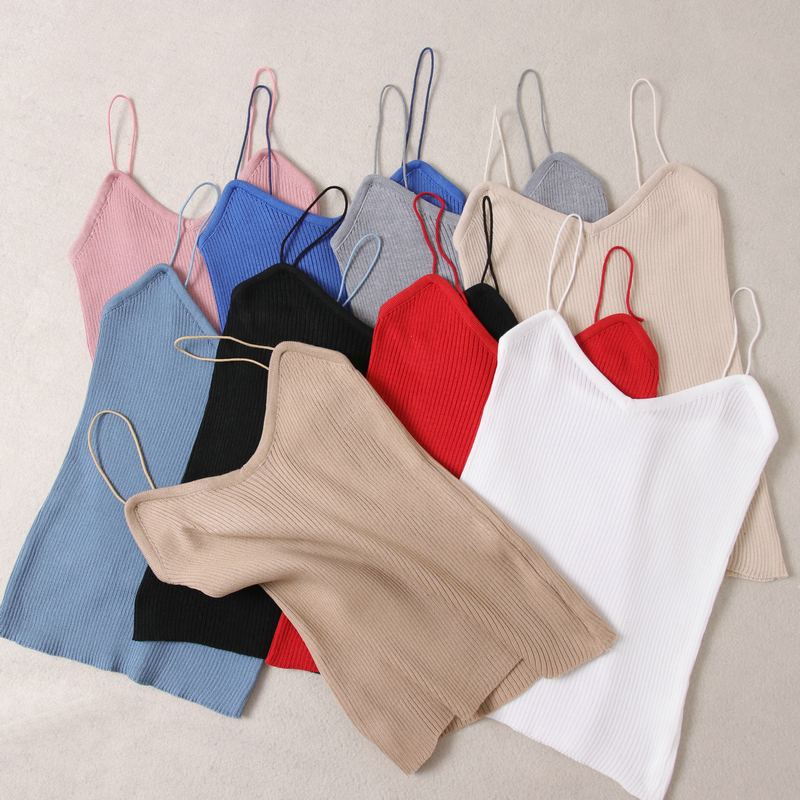 New summer women's wear Korean slim vertical knitting bottomcoat sexy thin and simple thin suspender vest