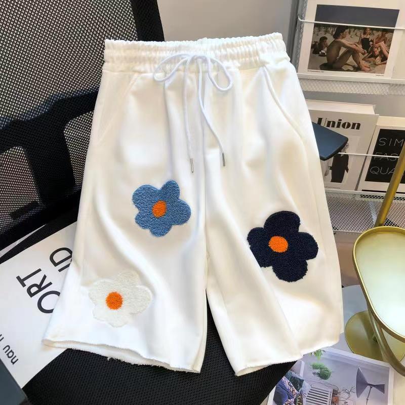 Real shot of the new style ~ casual simple original towel embroidered student style high waist all-match sports pants shorts