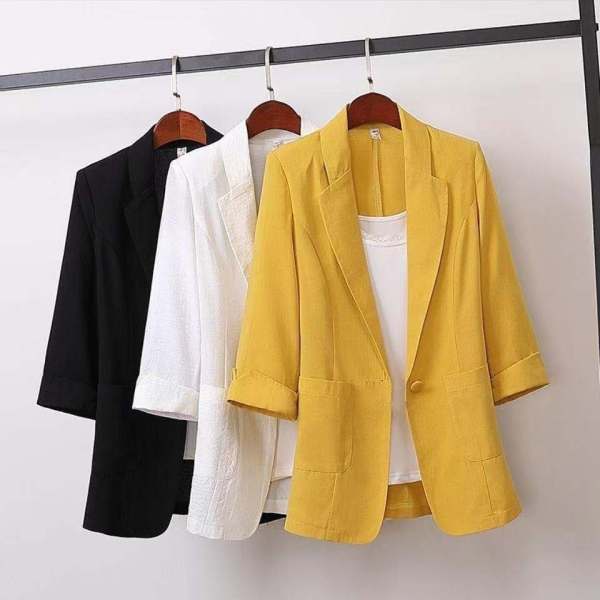 2020 Korean cotton hemp medium length large size suit coat