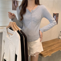 Real shooting, real price, new design, versatile pocket button long sleeve shirt