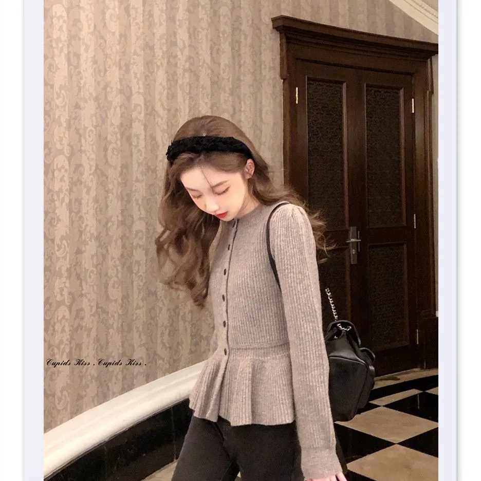 csk Cupid Nanako French petal skirt design sense small sweater autumn retro knitted sweater