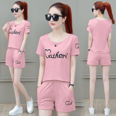 2021 new suit women's spring and summer two piece set women's short sleeve shorts sports leisure show thin