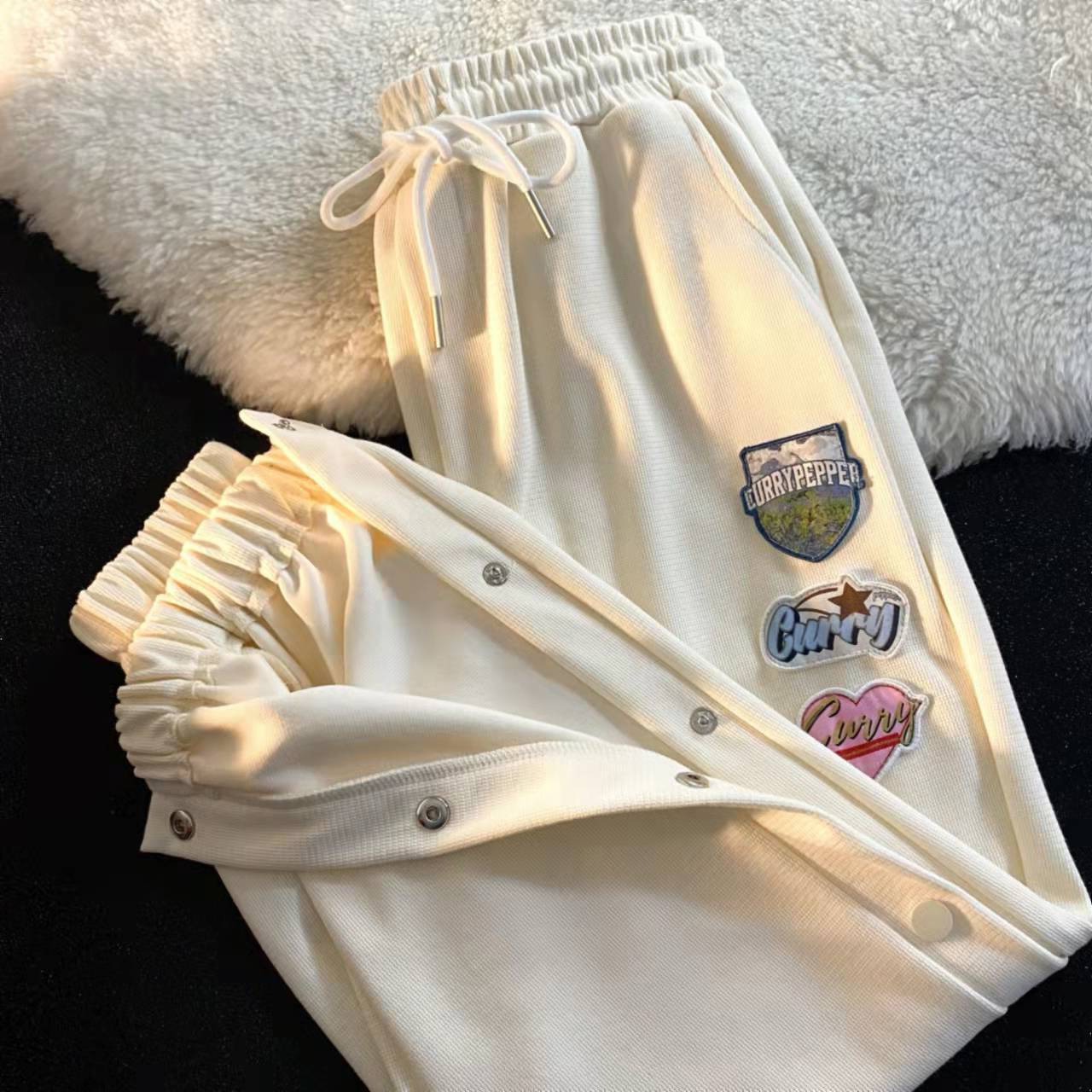 Spring chessboard guard pants women's Retro loose vertical straight tube drawstring Leggings thin casual pants