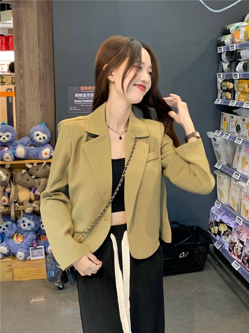 Air fried street long-sleeved small suit jacket autumn 2022 new loose short style fashion suit tide ins