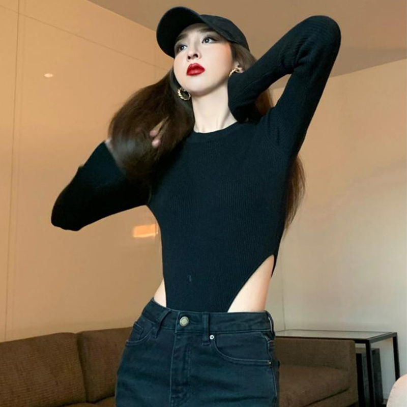 Spring and autumn jumpsuit women's underwear with foreign style high-end design sense niche slim slim chic top