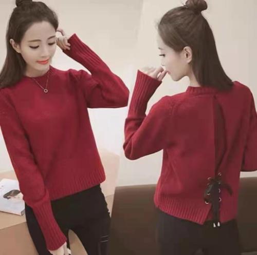 Autumn and winter half day high neck sweater female Korean student Pullover bottomed knitted upper garment short thickened warm sweater