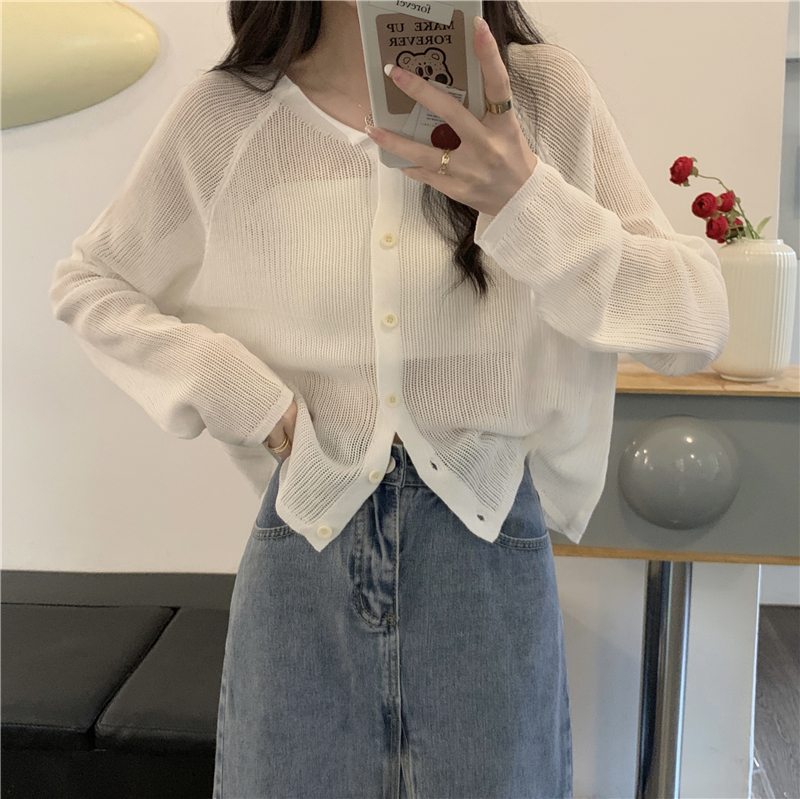 Real price and real shooting new summer thin sunscreen air conditioner shirt long sleeve knitted cardigan