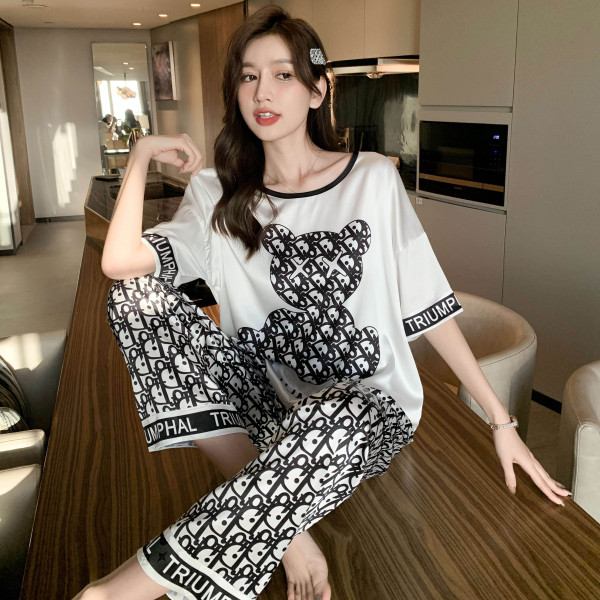 2022 new pajamas women can wear out thin summer home clothes, really advanced three piece suit