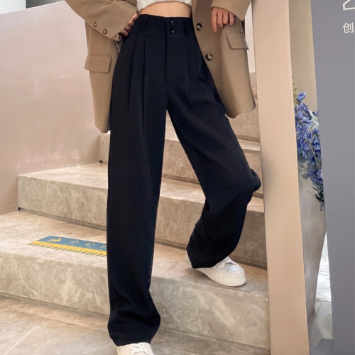 Suit pants women's spring and autumn new high waist drooping pear shape straight pants small wide leg pants trendy
