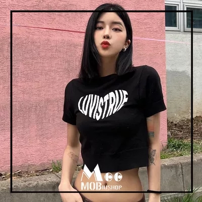 2022 new summer cool sweet love letter printed BM slim fit short T-Shirt Top