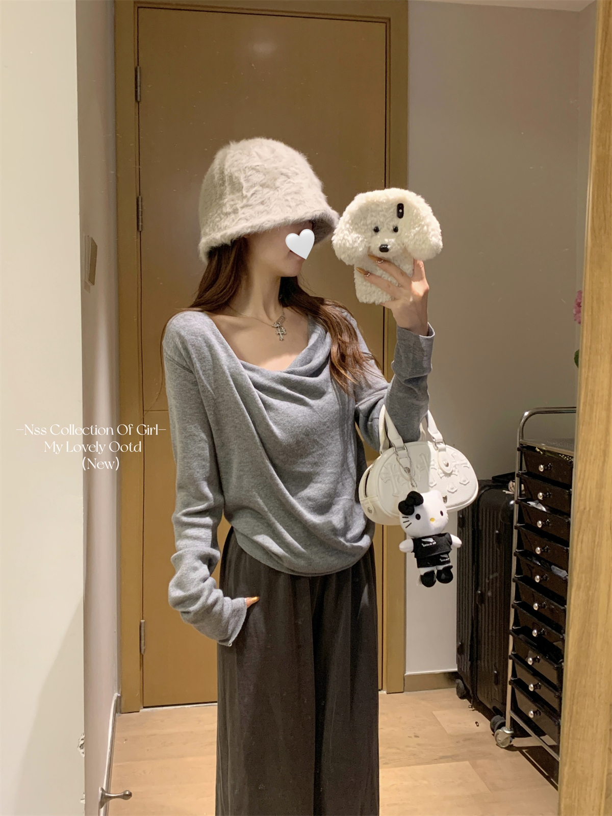 Actual shot of autumn and winter Korean style loose pure lust swing collar lazy and versatile 6 wool knitted long-sleeved inner top for women