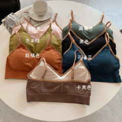 Real shot Korean version with bra, suspender vest, contrast color girl's undergarment without steel ring