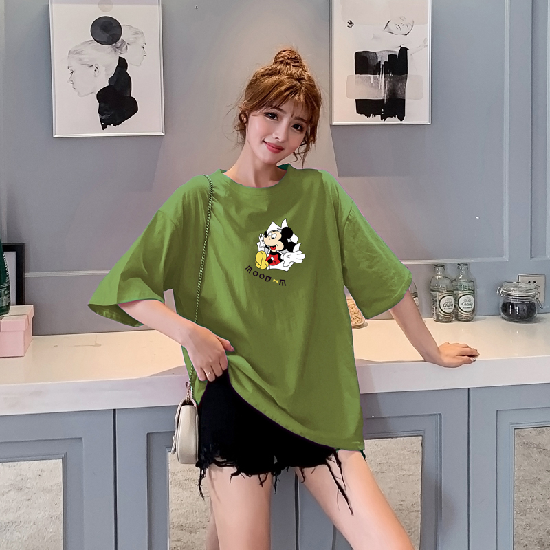 Real shot 2020 summer 180 double round neck short sleeve T-shirt women's loose and large women's fashion new style