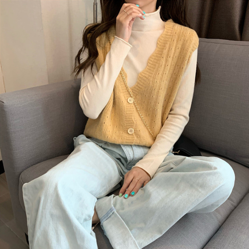 Korean chic temperament knitted waistcoat women's 2020 new early autumn casual versatile V-neck vest