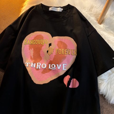 2022 summer salt lovers love short sleeve t-shirt female personality playful design sense student fried Street top fashion