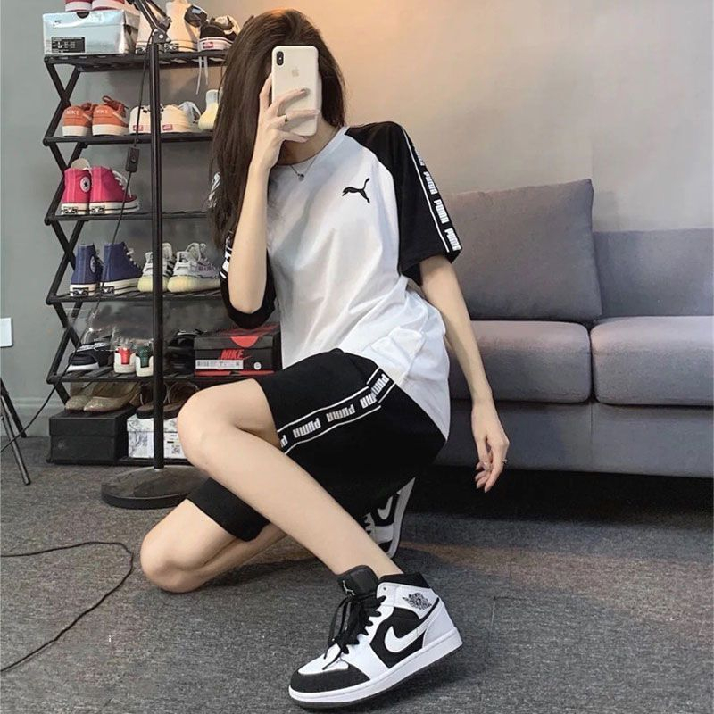 200 catties large size sports suit women's short-sleeved shorts summer new loose fashion fat mm casual two-piece suit