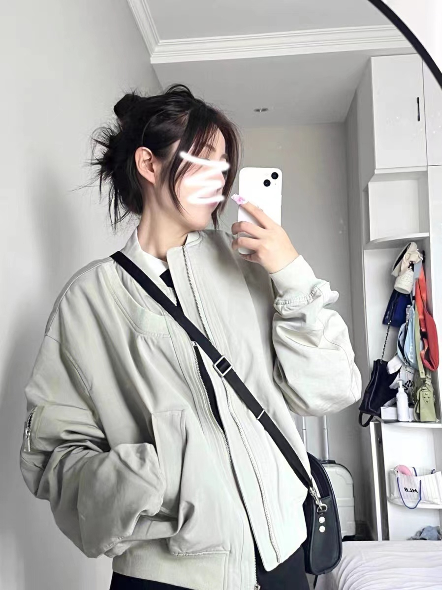 American high-quality flight suit jacket for women autumn loose neutral design work jacket
