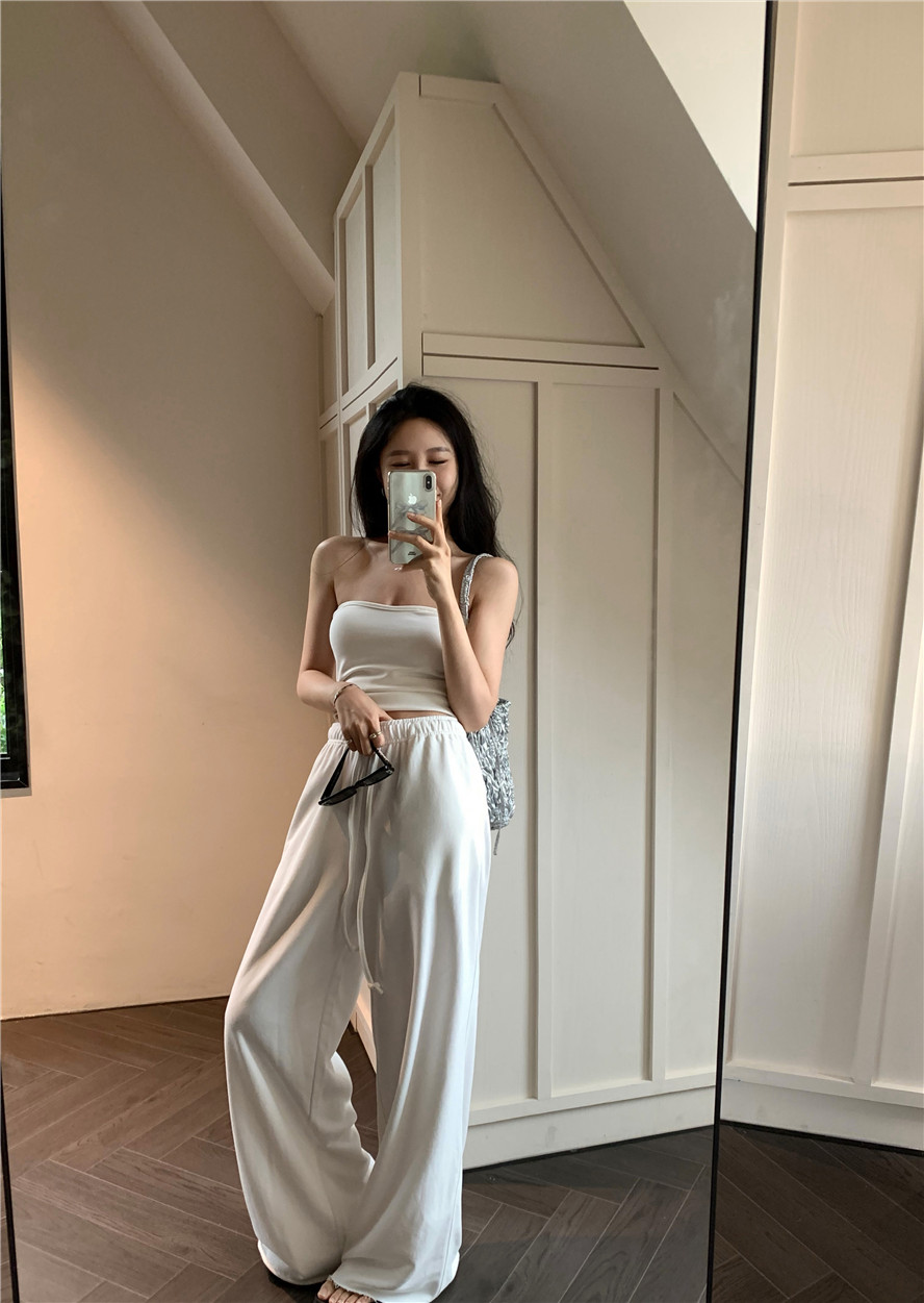 Real shot fashion suit summer casual tube top holiday sports dress two-piece set