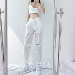 Real shot summer new ice casual quarter pants air conditioning Harem Pants mesh sports pants women's thin