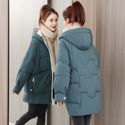 2022 cotton-padded women's mid-length cotton-padded coat winter new Korean version loose-padded coat thickened windbreaker net red down jacket