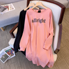 Real shot autumn large size women's mid-length letter printed sweater girlfriends dress M-4XL200 catties