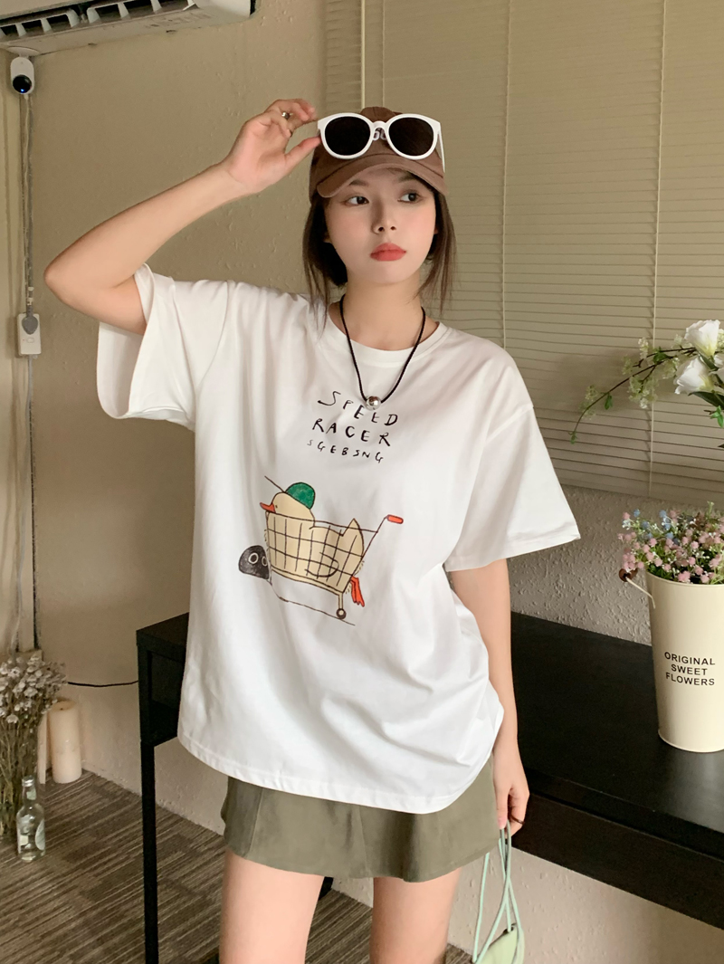 Real shooting, real price, original summer new style, simple, loose, thin, round neck, printed short sleeve T-shirt