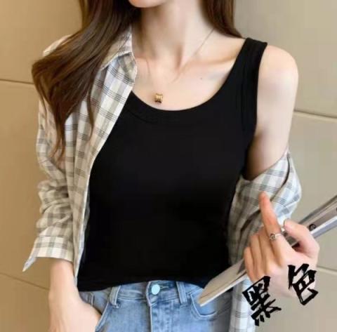 Summer ice silk thread self-cultivation vest solid color anti-lighting inner wear bottoming strap outer wear feminine top