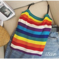 Small suspender wear ins super hot net red design feeling elegant rainbow vest women's mschf Hong Kong Style knitting bottoming
