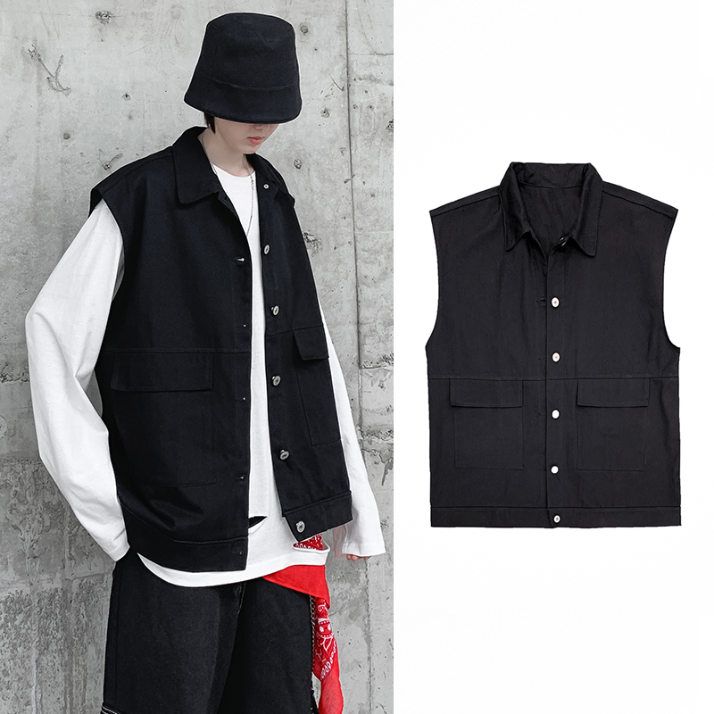 Men's casual work clothes cotton coat vest vest autumn new style literature and art youth students cardigan personality