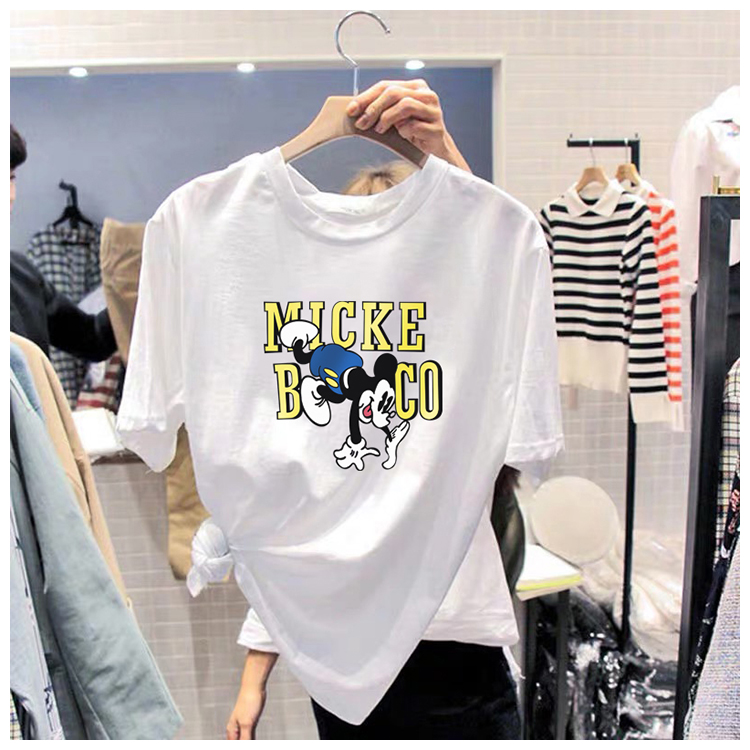 Sleeve T-shirt women's 2020ins summer new bottoming shirt Korean loose cartoon print half sleeve Mickey top trend