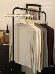 Photographed Autumn/Winter New Arrival Collared Slimming Long-Sleeve T-shirt for Women, Elegant Layering Half-Neck Top