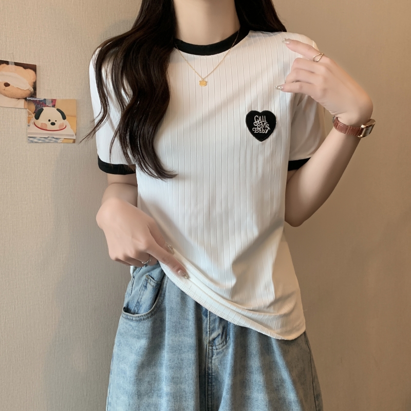 Real shot, net price, pit strip, summer new design sense, niche high waist T-shirt, women's short-sleeved small top