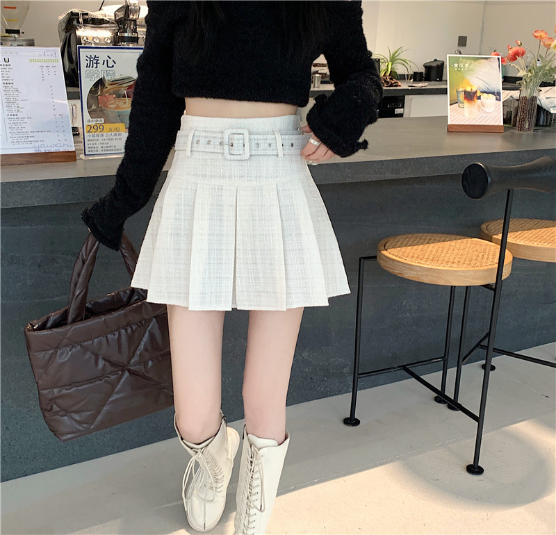 Real auction real price 2022 Xiaoxiangfeng pink pleated skirt women's autumn and winter new style thin all-match A-line skirt