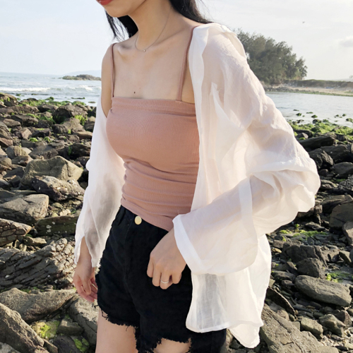 Sunscreen shirt women's long sleeve Korean loose medium long chic lazy shirt 2020 spring summer thin coat BF style