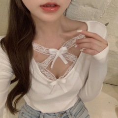Real price lace top with long sleeves