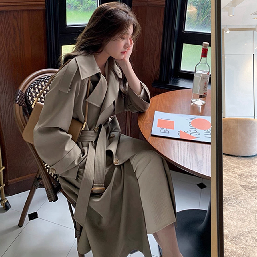 Windbreaker coat women's spring and autumn clothes 2021 new medium length knee length Korean style this year's popular early autumn coat