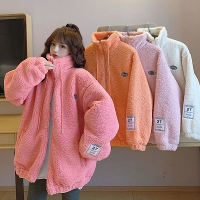 Lazy wind large imitation lamb Plush coat female autumn and winter clothes student versatile loose sweater tide ins