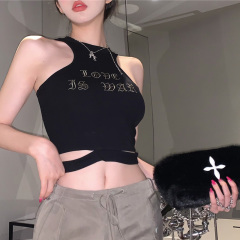 Black bottoming camisole women's inner wear summer outerwear sports European and American back sexy hot girl short sleeveless top